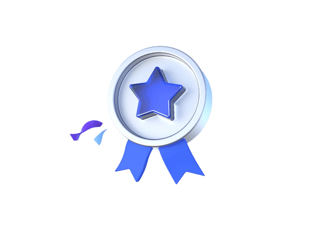 award with ribbon and start in the middle